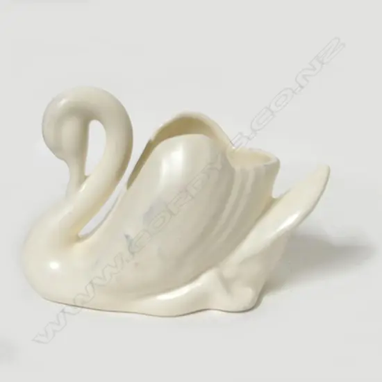 A Crown Lynn small white glazed swan vase