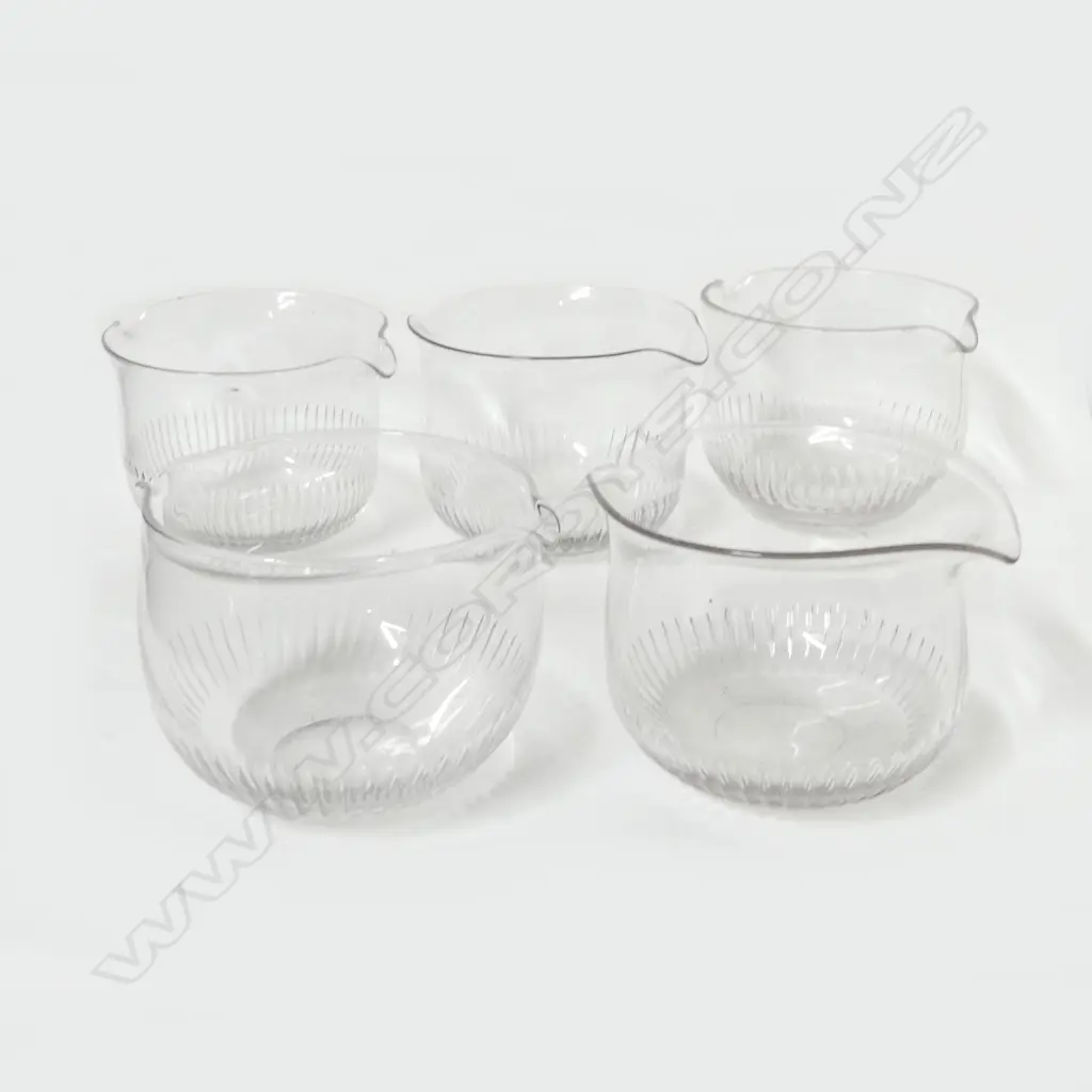 Five Georgian glass twin spouted rinsing bowls Image 1++
