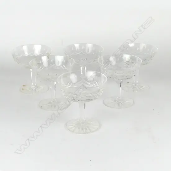 Six Waterford saucer champagne glasses