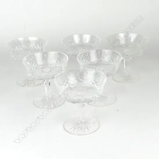 Six Waterford saucer champagne glasses