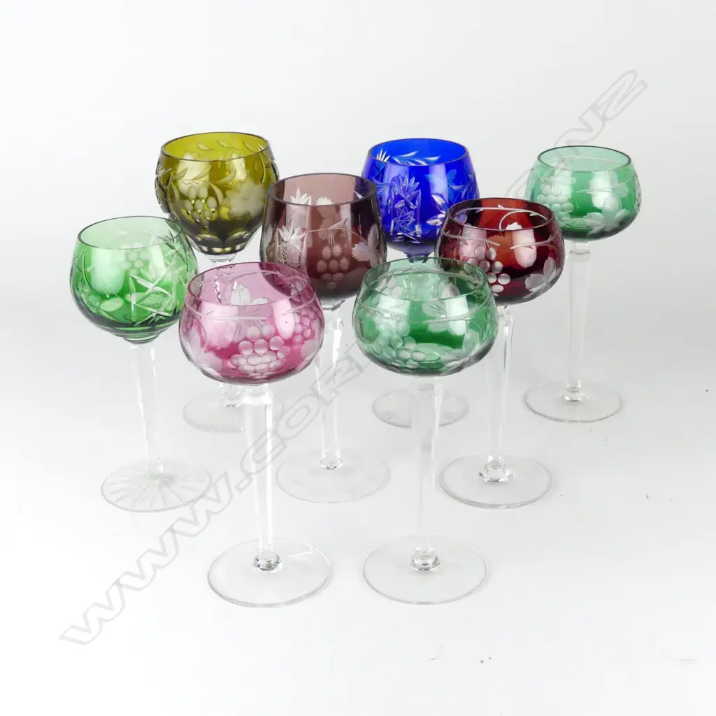 Eight Bohemian crystal wine glasses Image 1++