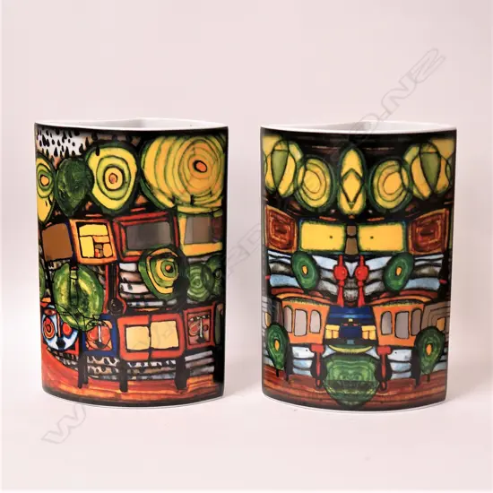 Two Friedensreich Hundertwasser 'The Bradford Editions' 2004 vases