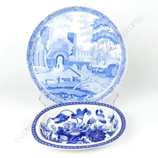 An early 19thC Spode blue and white Stilton cheese stand