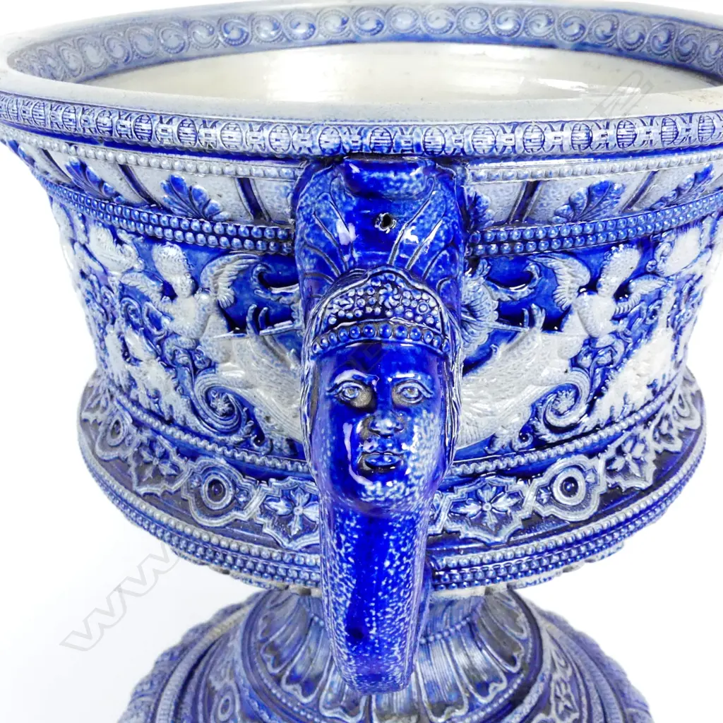 A German Westerwald salt glaze jardinière on pedestal stand Image 1++