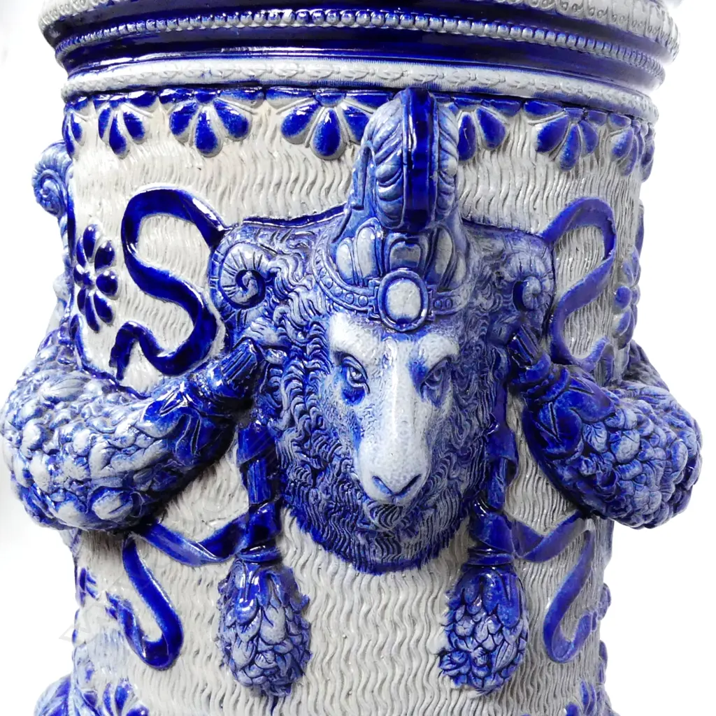 A German Westerwald salt glaze jardinière on pedestal stand Image 1++