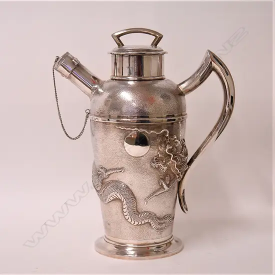 A quality large 1920s Chinese silver Martini shaker
