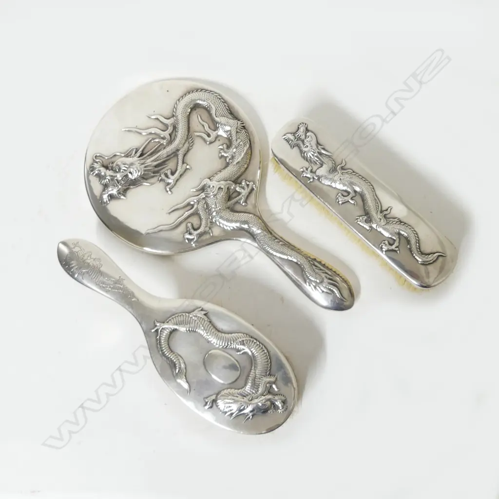 Three Chinese silver dressing table accessories Image 1++