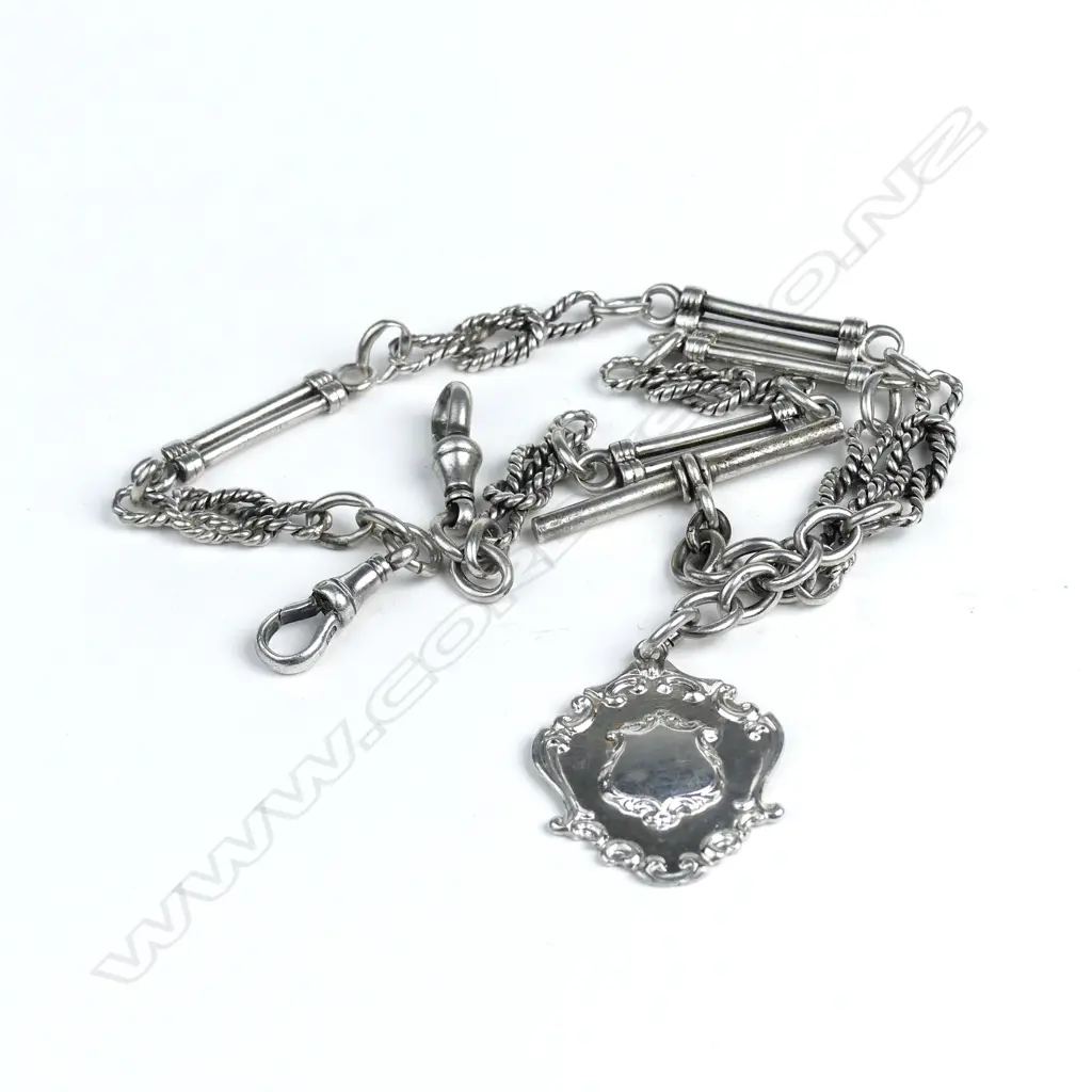 A c.1900 decorative silver Albert chain Image 1++