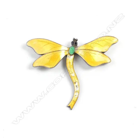 A c.1920 silver and enamel dragonfly brooch