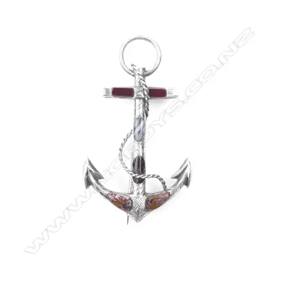 A Victorian silver fouled anchor brooch