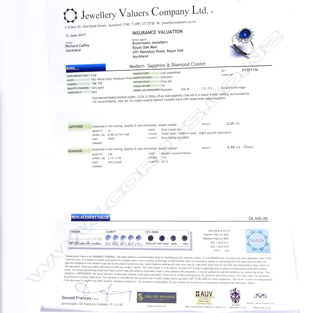 An 18ct white gold sapphire and diamond ring Image 1++