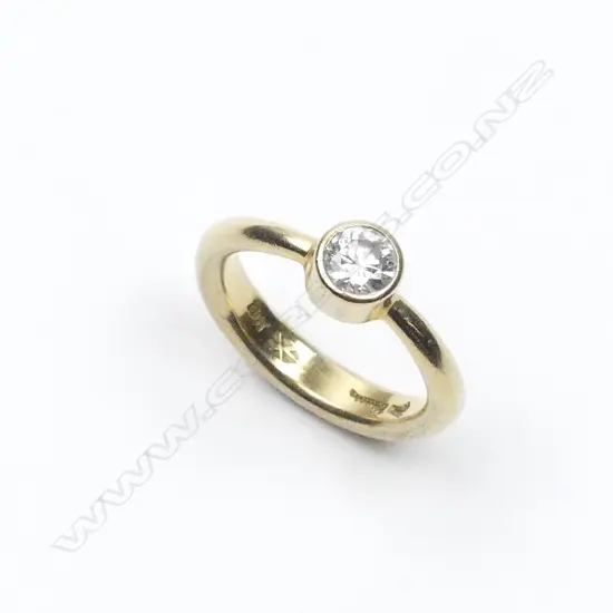 Jens Hansen designed 18ct. gold diamond solitaire ring