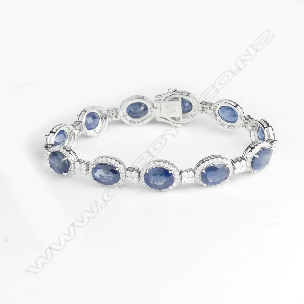 An 18ct white gold sapphire and diamond bracelet Image 1++