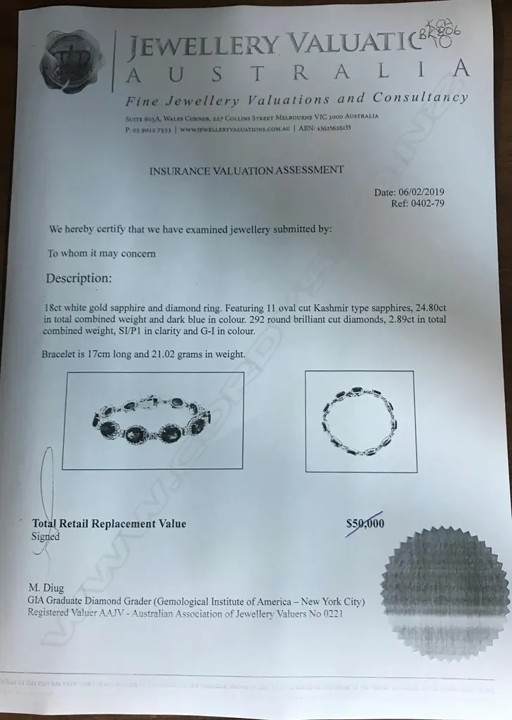 An 18ct white gold sapphire and diamond bracelet Image 1++