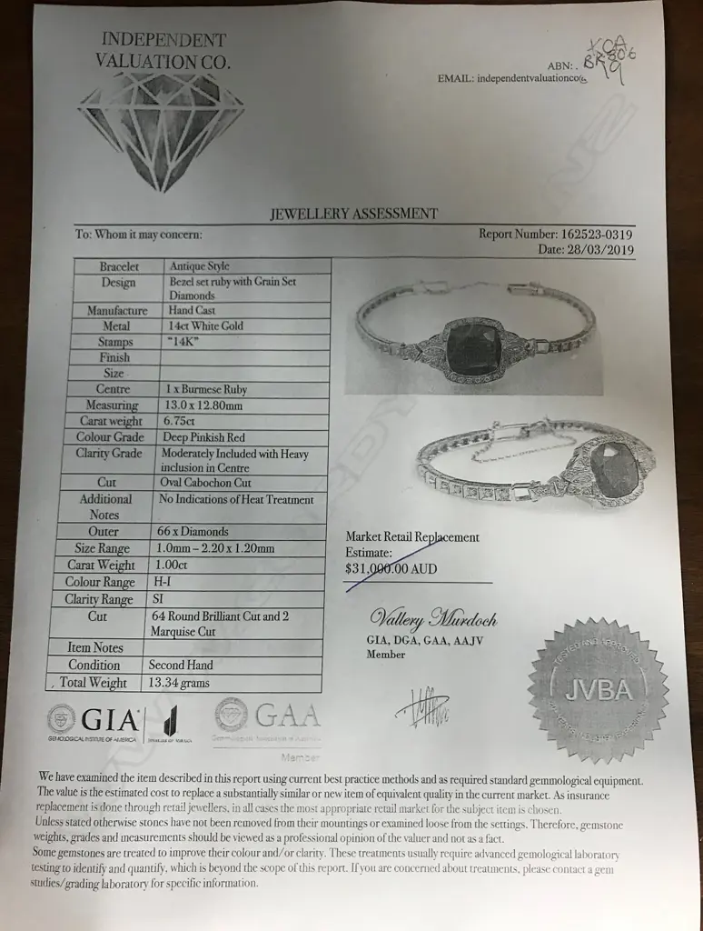 A 14ct white gold ruby and diamond bracelet Image 1++