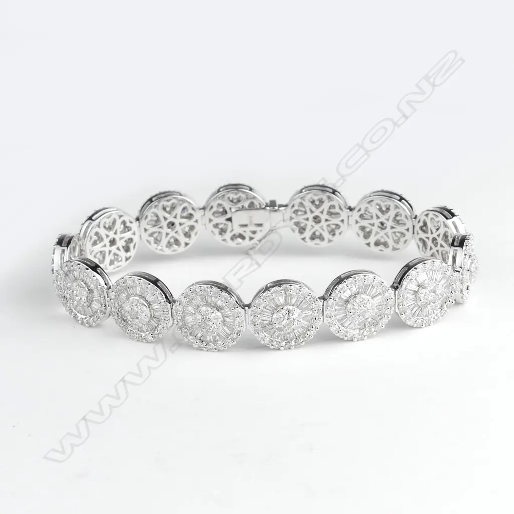 A lady's modern 18ct. white gold multi-cluster diamond bracelet Image 1++