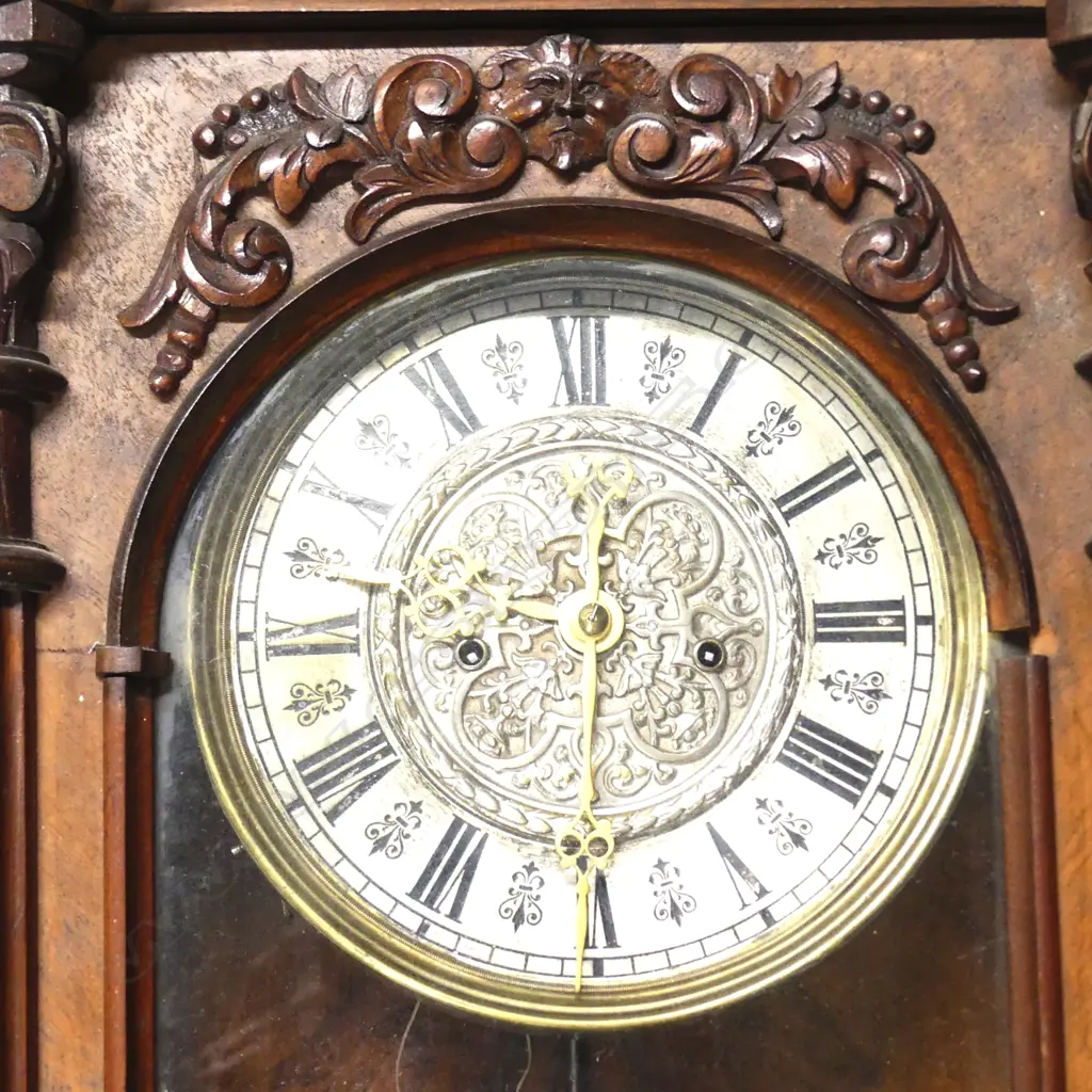 A 19thC walnut cased regulator wall clock Image 1++