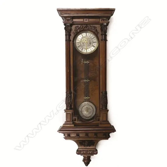 A 19thC walnut cased regulator wall clock