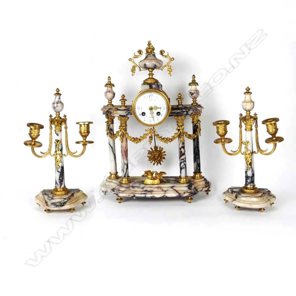 A French three piece clock garniture Image 1++