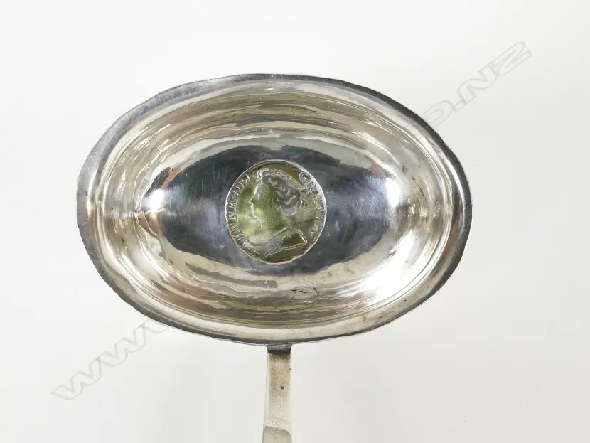 An 18thC embossed silver toddy ladle Image 1++