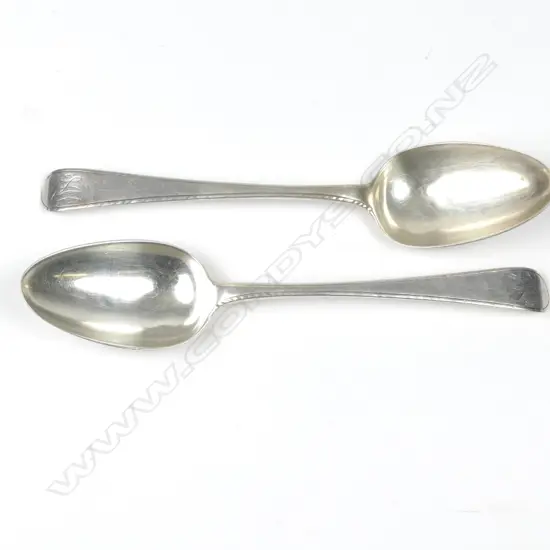 A pair of George III silver tablespoons
