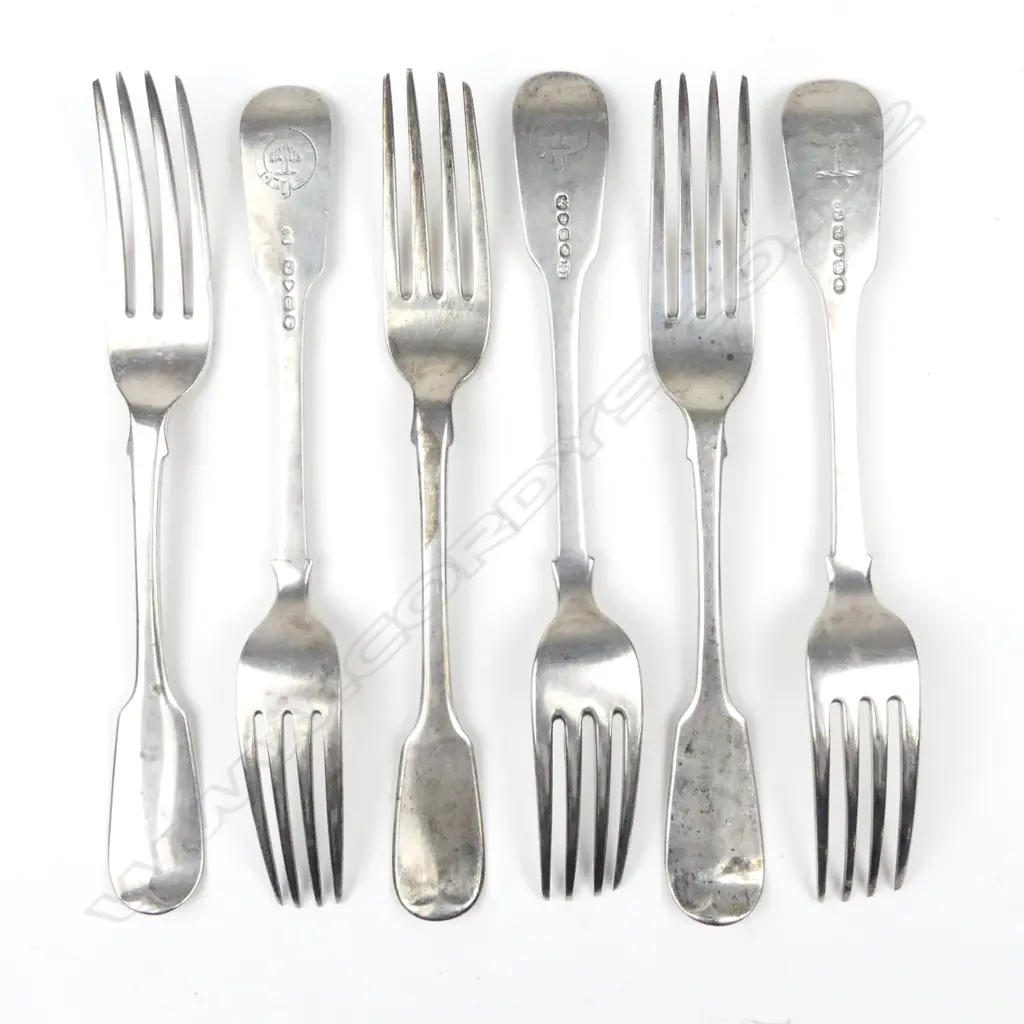 Six Georgian and Victorian silver forks Image 1++