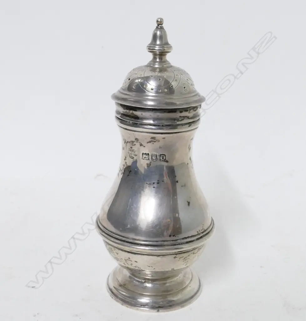 A good silver bun top baluster caster shaker Image 1++