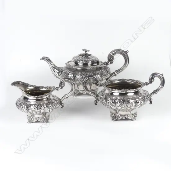 A Wm. IV/Victorian silver matched three piece tea set