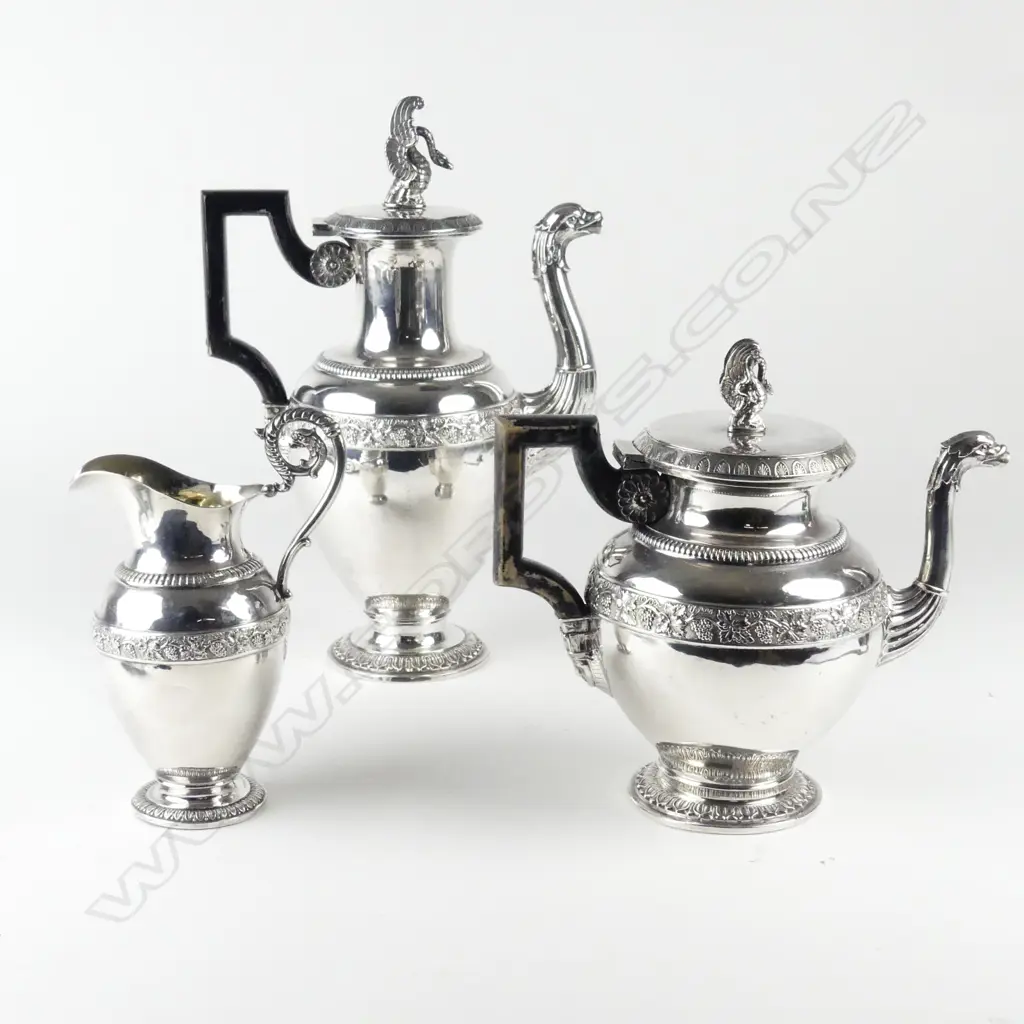 A European silver three piece tea and coffee set Image 1++