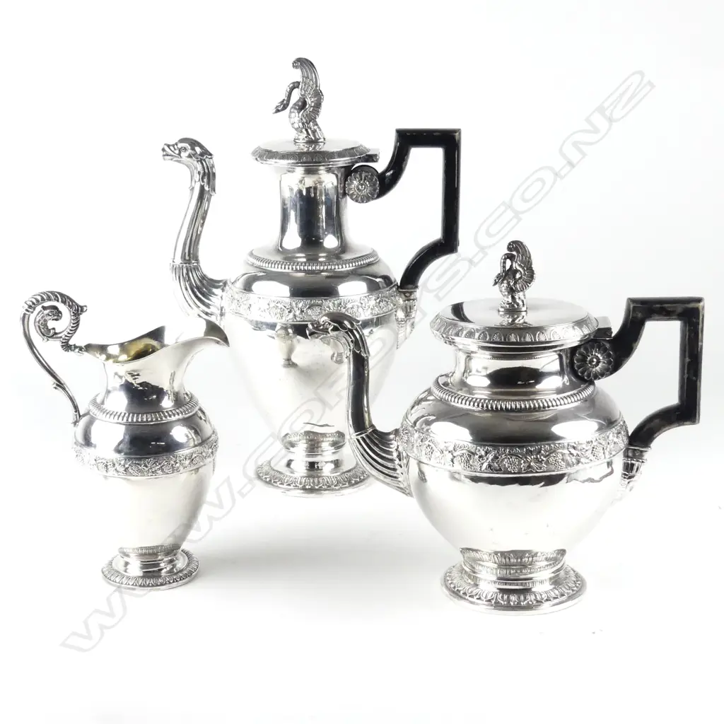 A European silver three piece tea and coffee set Image 1++