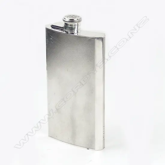 A silver pocket flask