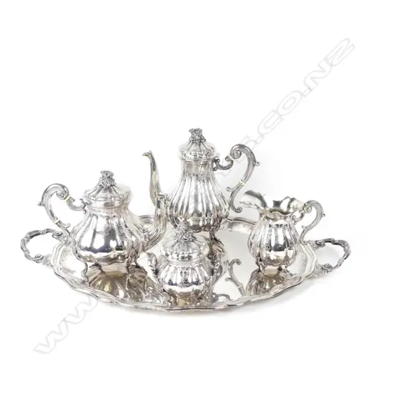 An impressive Italian silver 19thC style tea and coffee service on tray