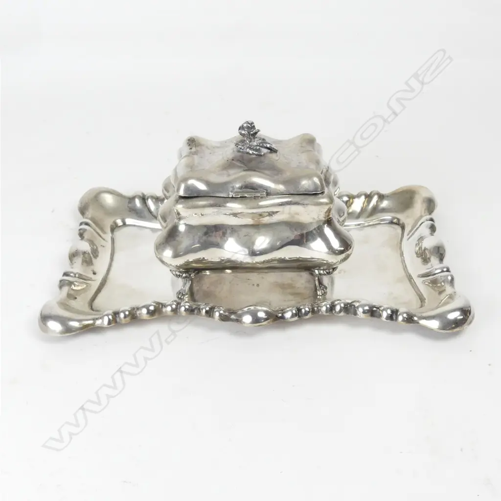 An Austro-Hungarian .800 silver tray and lidded box Image 1++