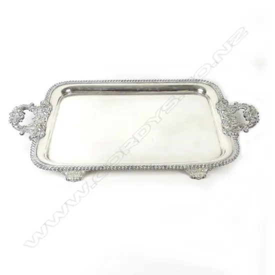 A large silver plated two handled butler's tray