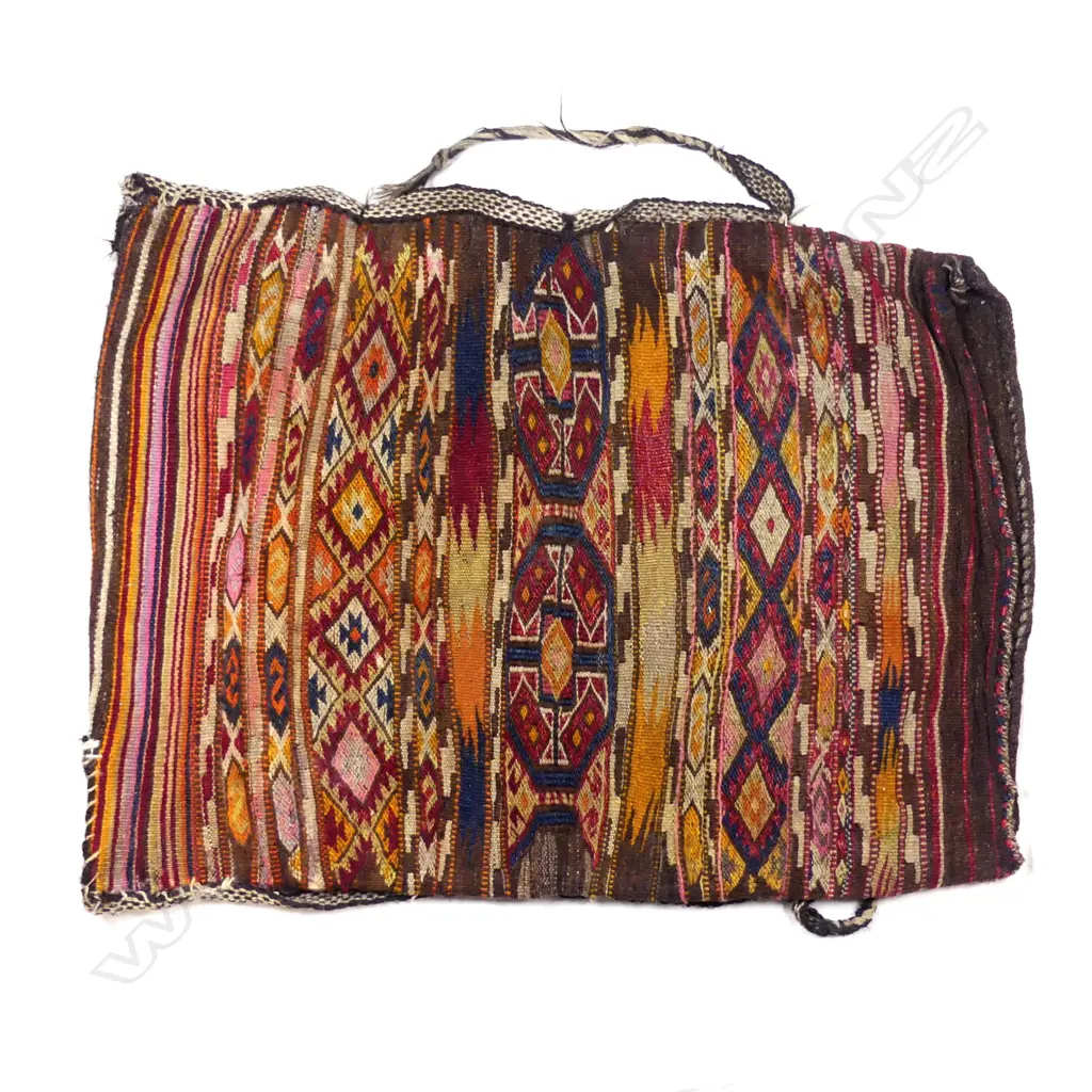 An antique Turkish kilim faced large bedding bag Image 1++
