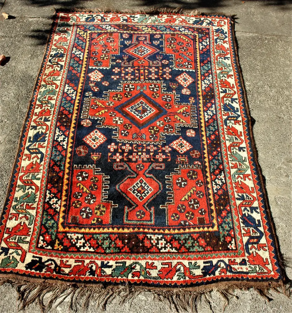 A semi-antique Persian Qashqai all wool tribal rug Image 1++