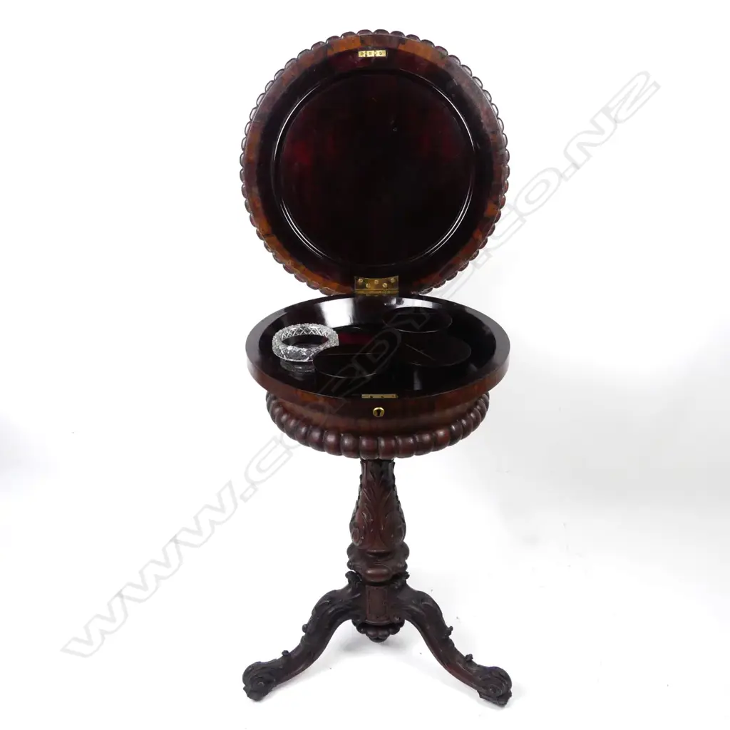 A Victorian rosewood teapoy Image 1++