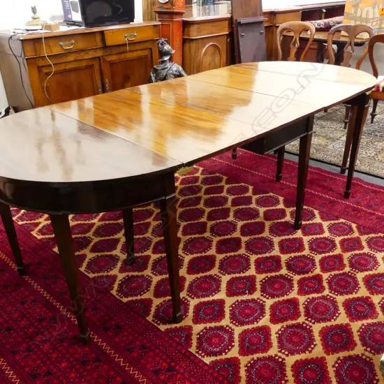 A 19thC walnut D-end dining table