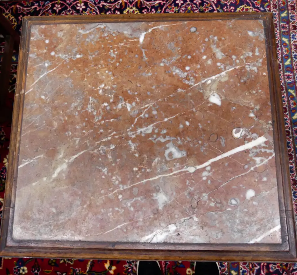 A French walnut marble top bedside cabinet Image 1++