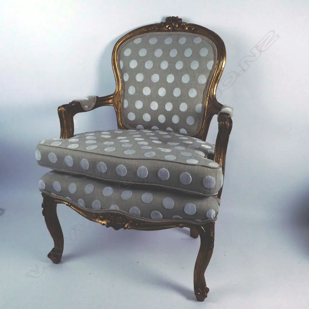 Pair of French giltwood framed fauteuils Image 1++