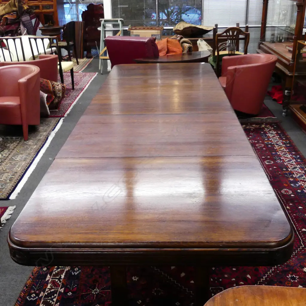 A French oak Art Deco dining table and chairs Image 1++