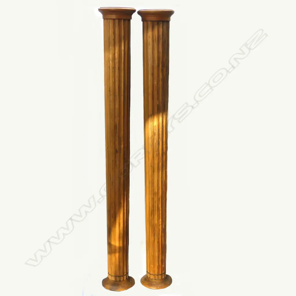 A pair of oak Doric pilasters Image 1++