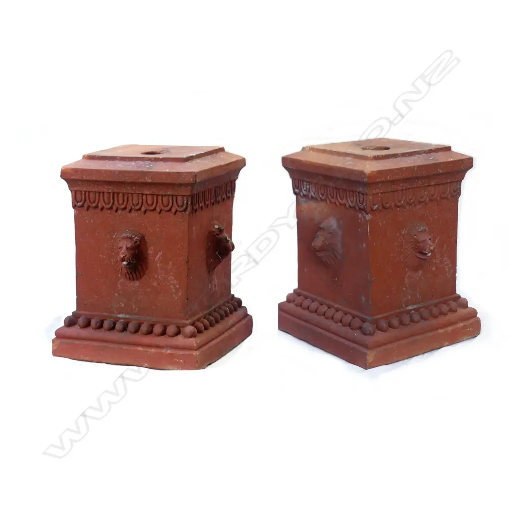 A pair of terracotta garden plinths Image 1++