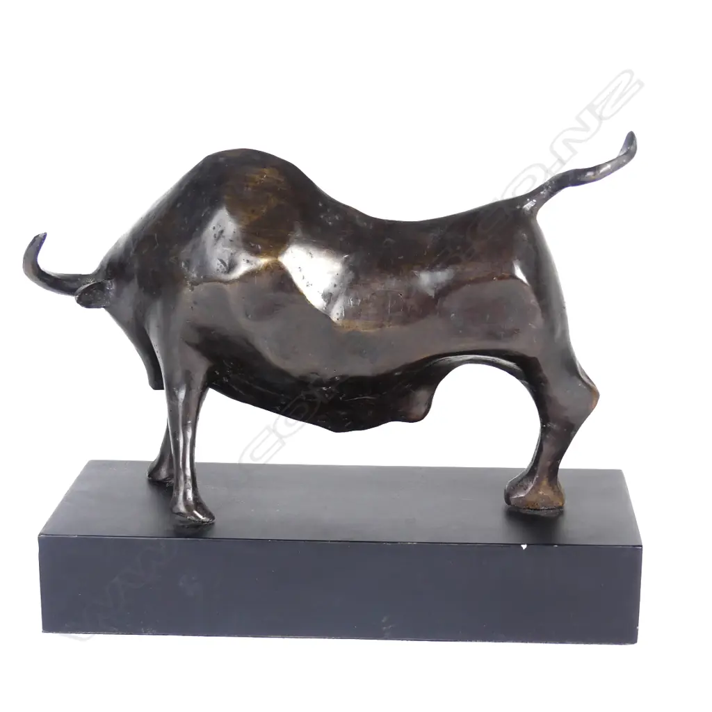 A contemporary bronze sculpture of a bull Image 1++
