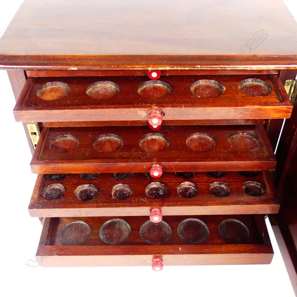 A mahogany coin collector's cabinet Image 1++