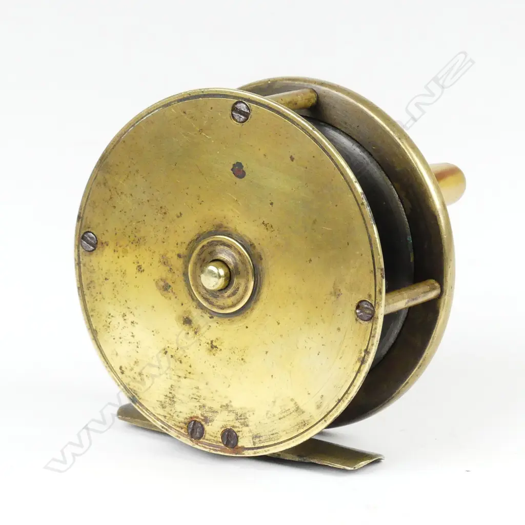A late 19thC 3¼" brass fly fishing reel by D. Watson & Co. of Inverness Image 1++