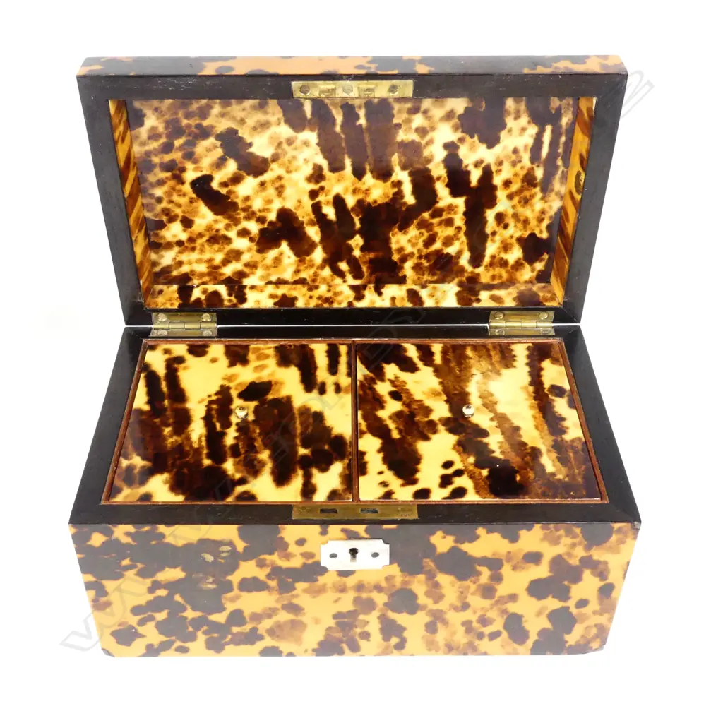 A George II tortoiseshell tea caddy Image 1++