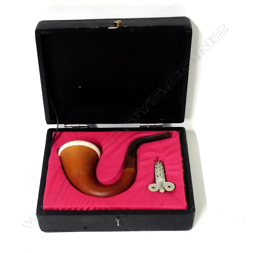 A calabash gourd and meerschaum inset bowled pipe Image 1++