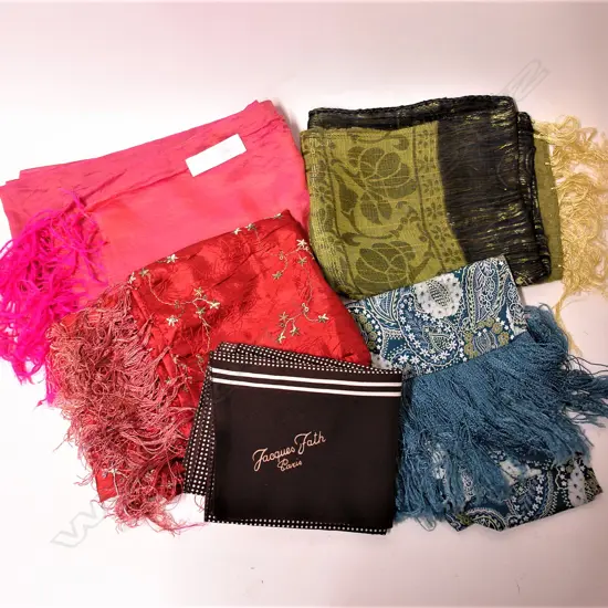 Five vintage silk scarves