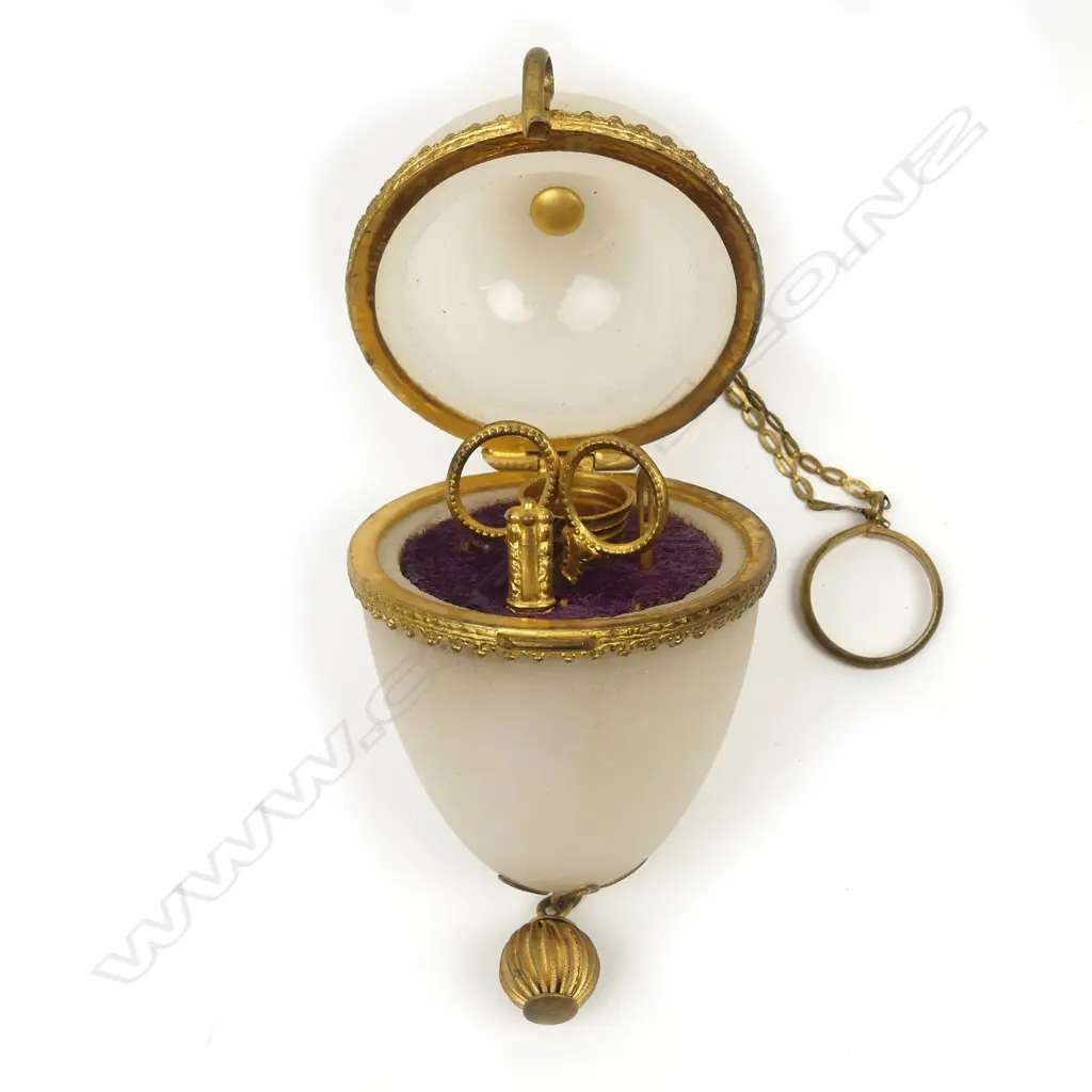 A 19thC ‘palais royal’ opaline glass étui of egg shape Image 1++